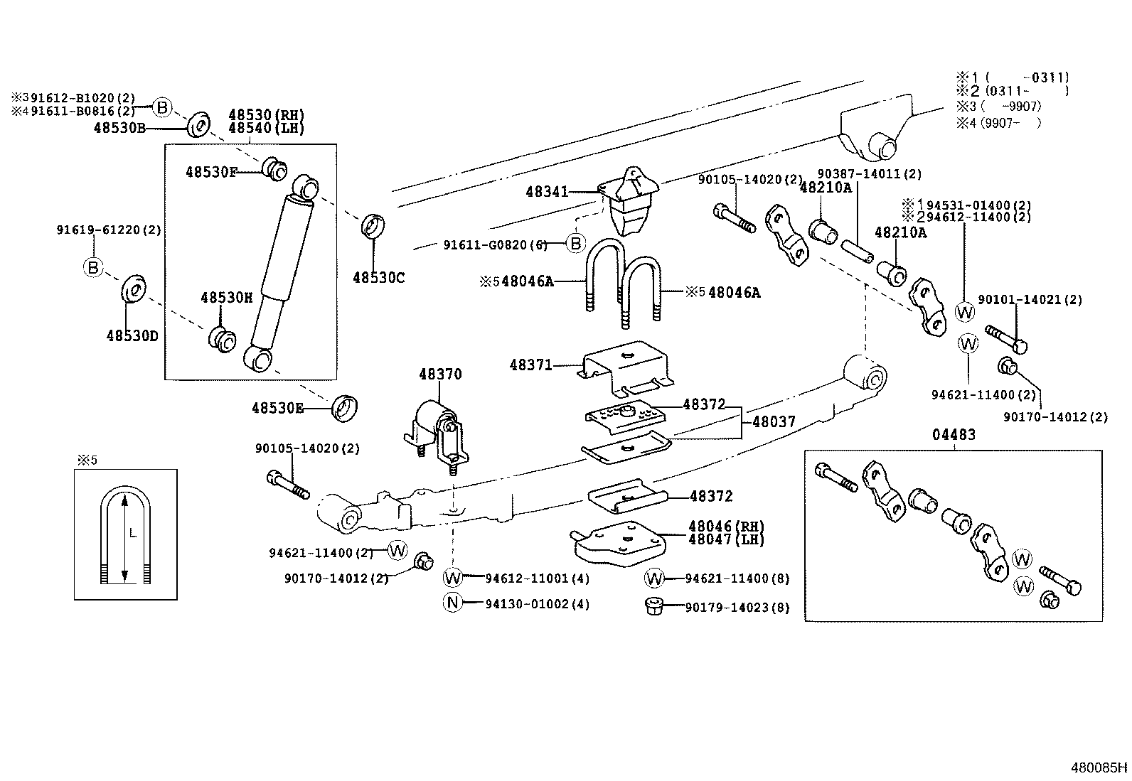 48046-26111 SEAT SUB-ASSY, SPRING U BOLT, RH product image