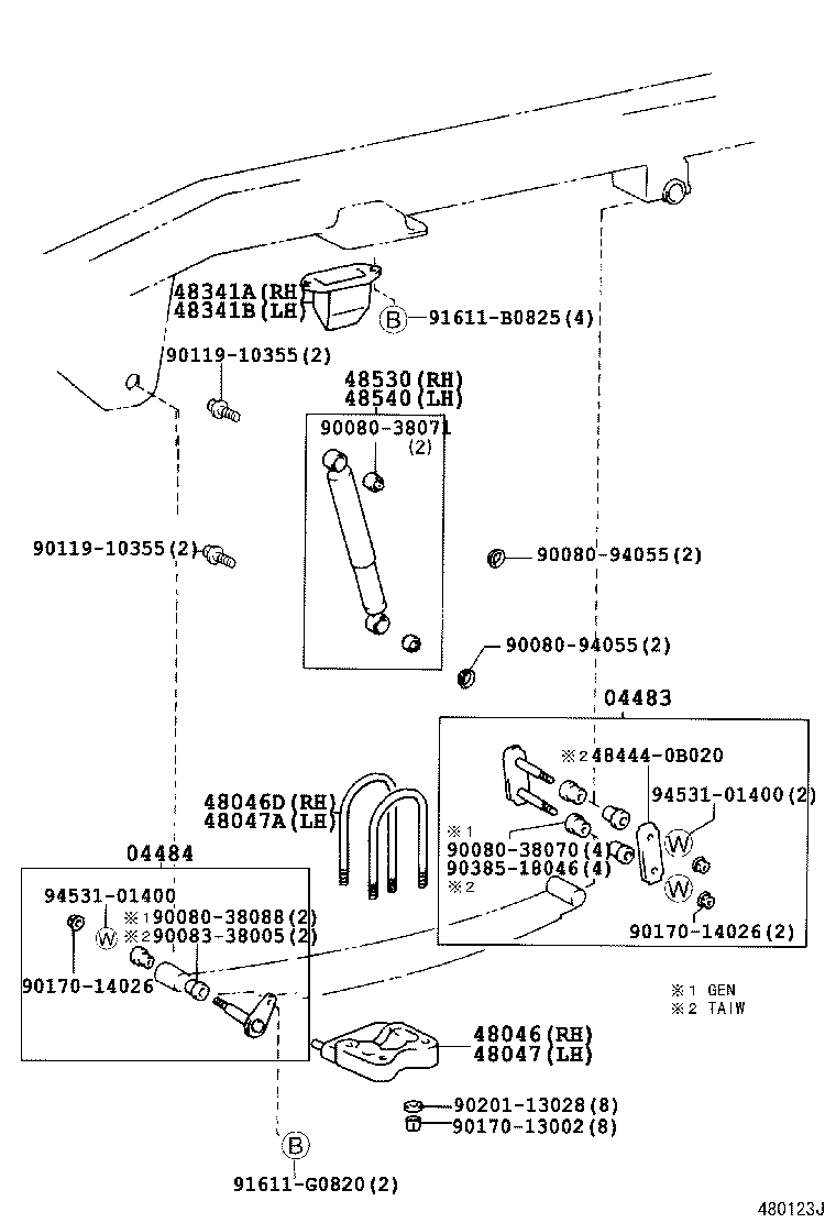 48046-0B010 SEAT SUB-ASSY, SPRING U BOLT, RH product image