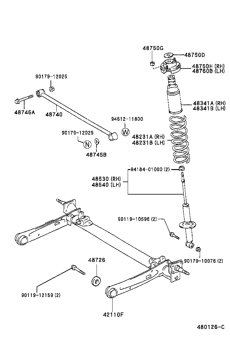 48231-0A010 SPRING, COIL, REAR RH product image