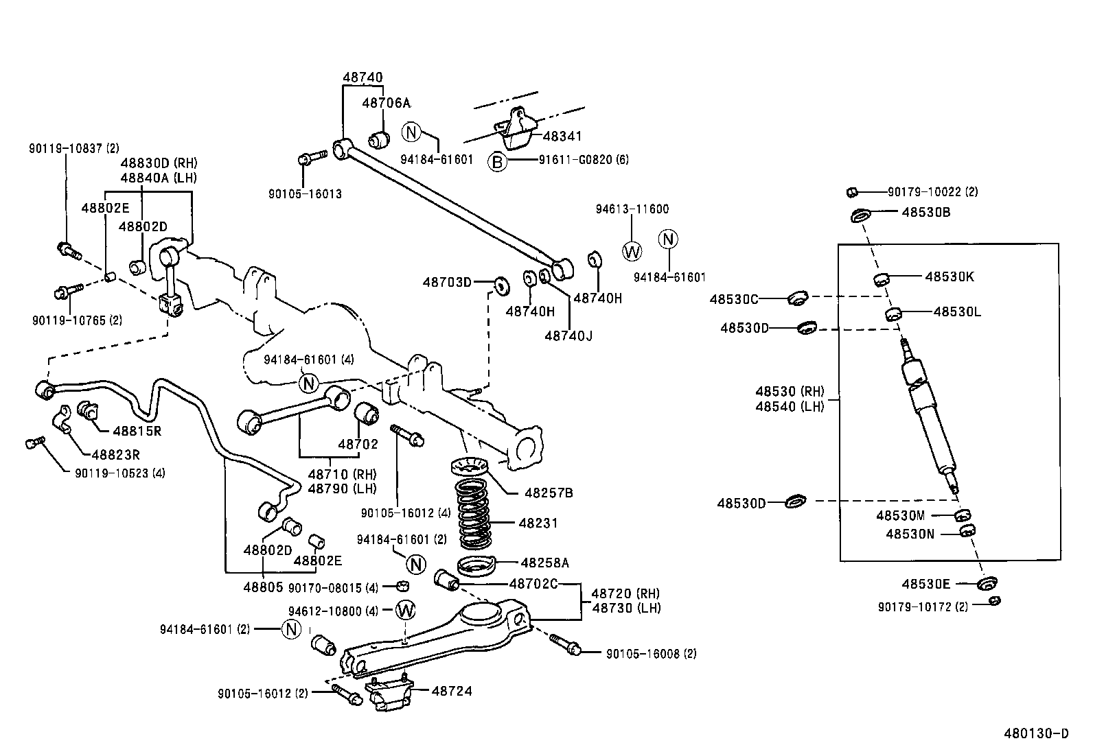 48046-26100 SEAT SUB-ASSY, SPRING U BOLT, RH product image