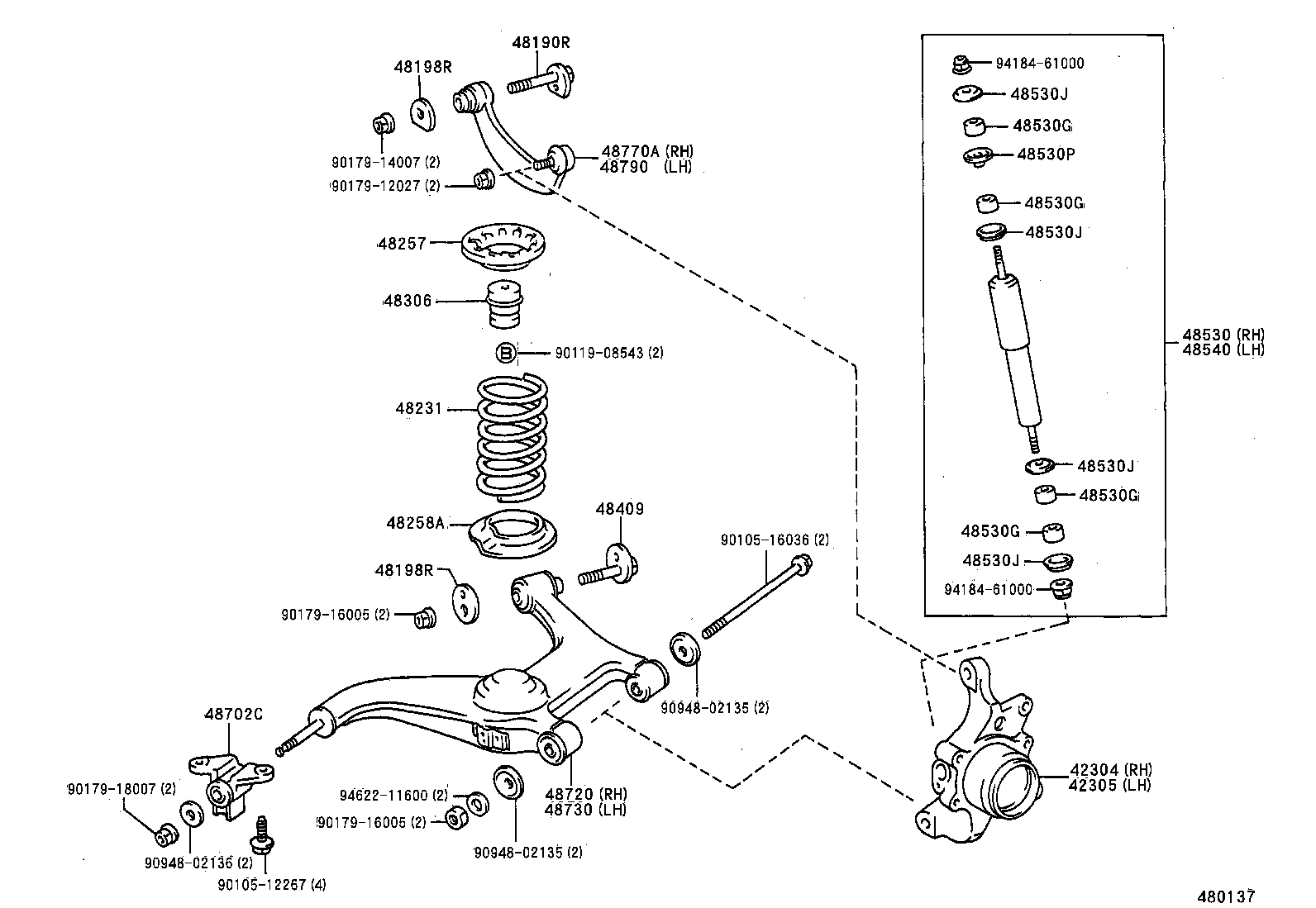 48505-95D00 BRACKET, REAR SHOCK ABSORBER, UPPER RH product image