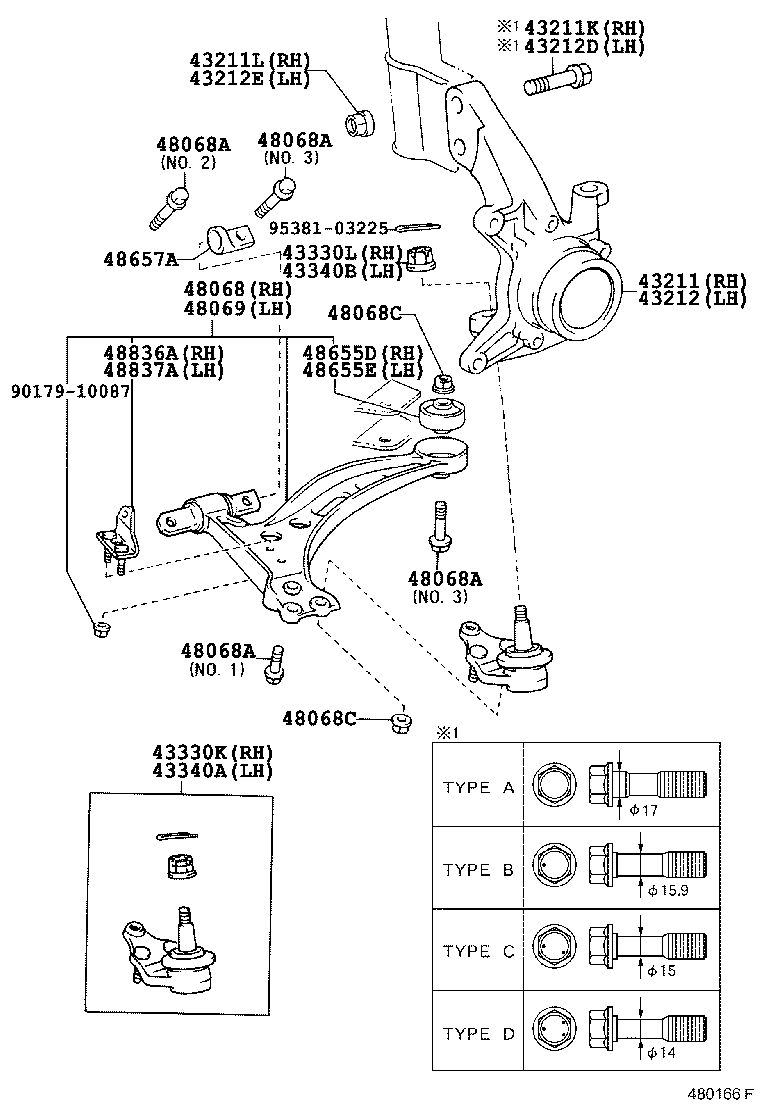 Toyota 90080-10065 BOLT(FOR FRONT SUSPENSION LOWER ARM)