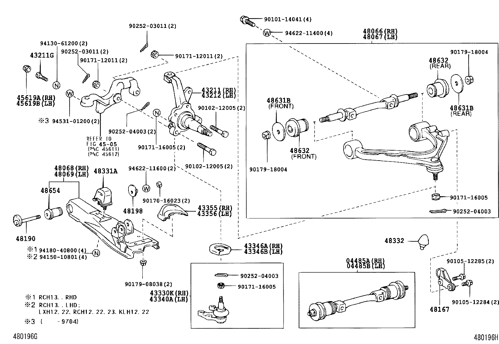 04485-26070 SHAFT KIT, FRONT SUSPENSION UPPER ARM, RH product image