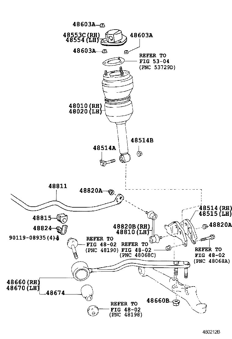 48010-40070 CYLINDER ASSY, PNEUMATIC, FRONT RH W/SHOCK ABSORBER product image