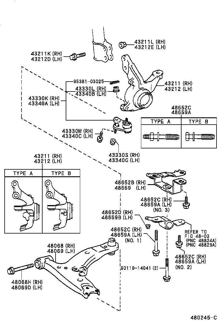 43212-12290 KNUCKLE, STEERING, LH product image
