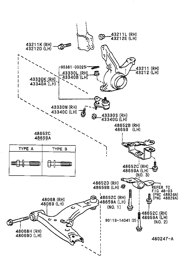 43212-12310 KNUCKLE, STEERING, LH product image