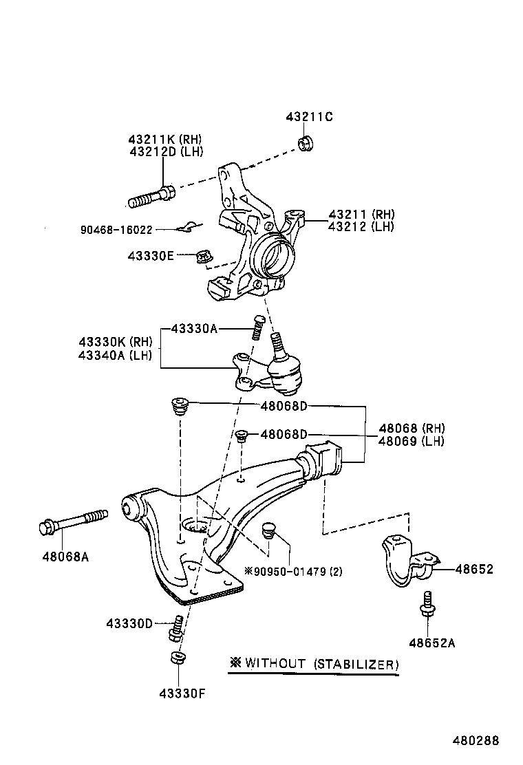 43212-10071 KNUCKLE, STEERING, LH product image