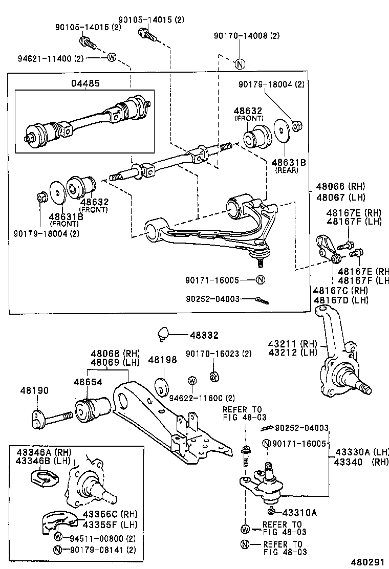 48069-25010 ARM SUB-ASSY, FRONT SUSPENSION, LOWER NO.1 LH product image