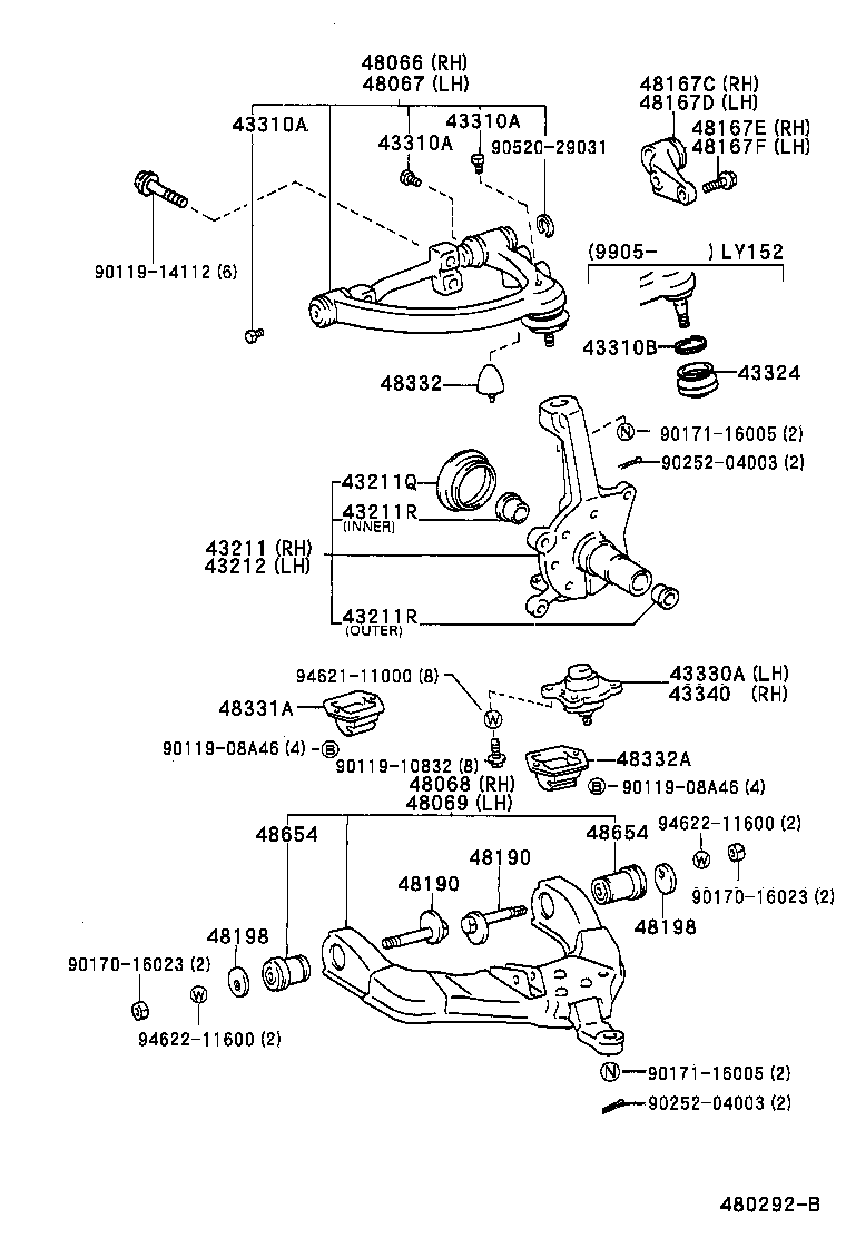 48069-25010 ARM SUB-ASSY, FRONT SUSPENSION, LOWER NO.1 LH product image