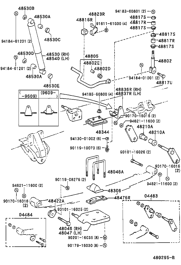 48247-60593 BOLT, REAR SPRING, CENTER product image