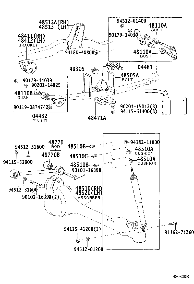 48161-35180 SPRING, TORSION BAR, RH product image