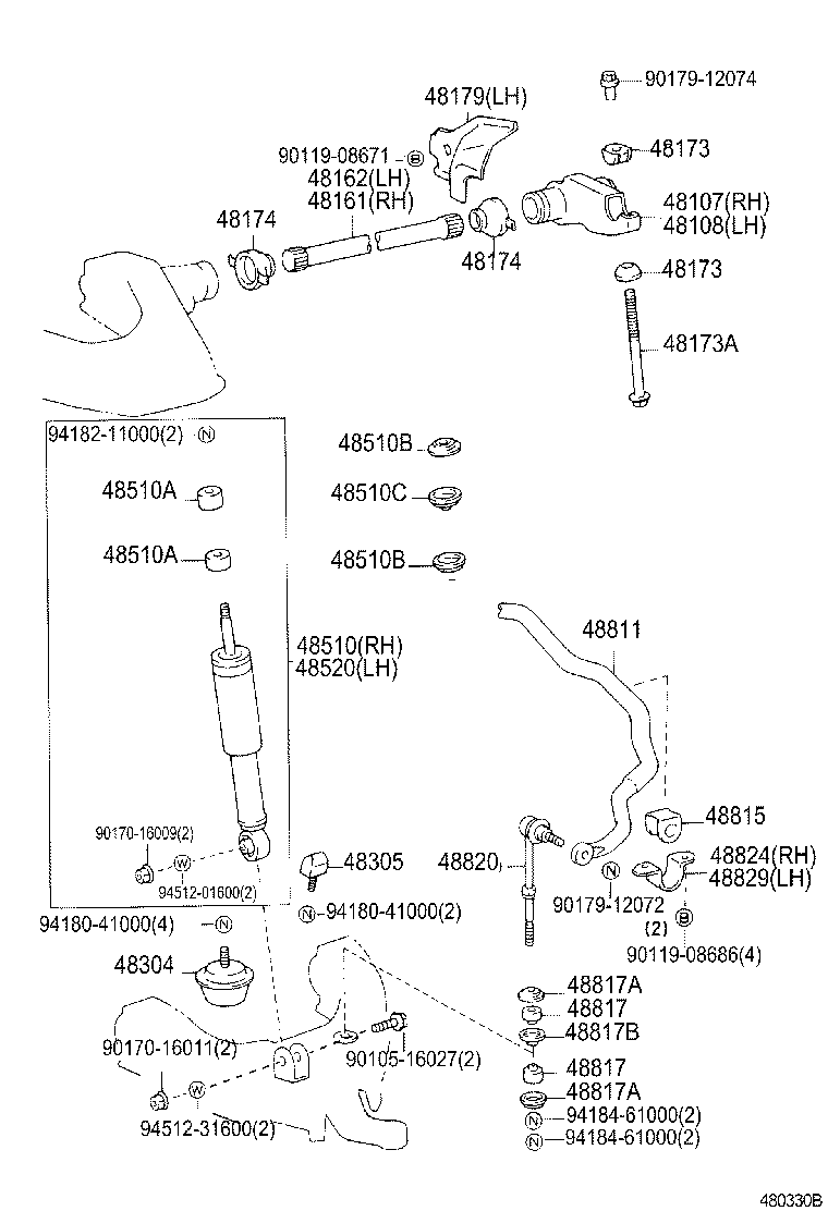 Toyota 48108-35060 ARM SUB-ASSY, ANCHOR, LH