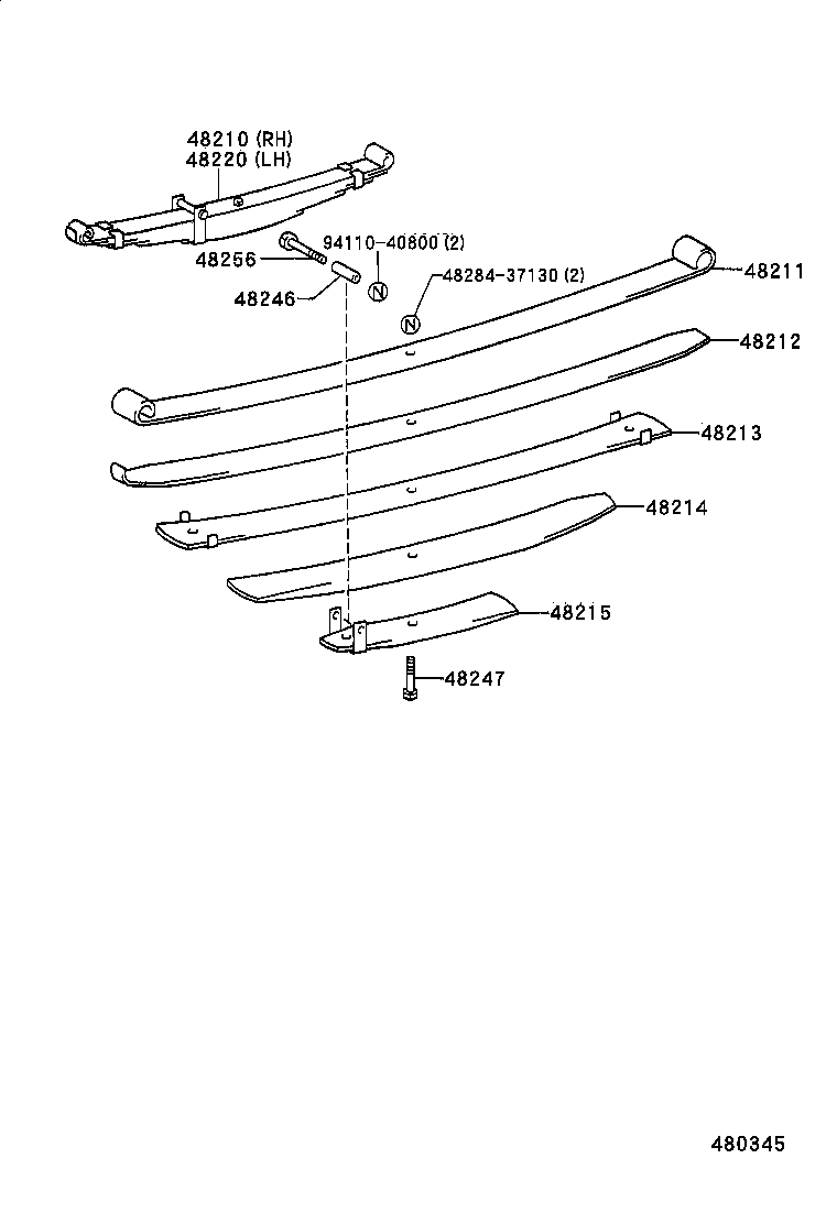 48247-60593 BOLT, REAR SPRING, CENTER product image