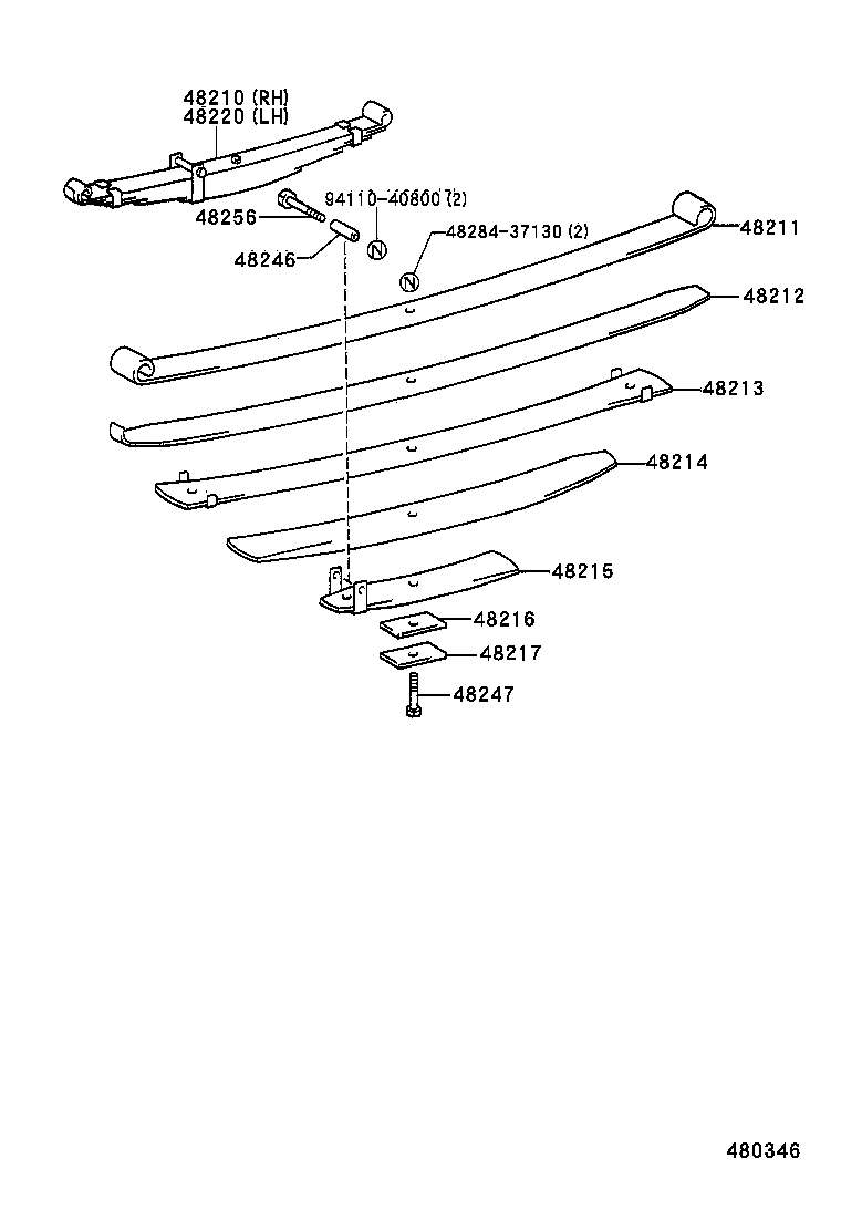 48247-60593 BOLT, REAR SPRING, CENTER product image