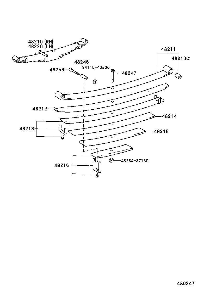 48247-60593 BOLT, REAR SPRING, CENTER product image