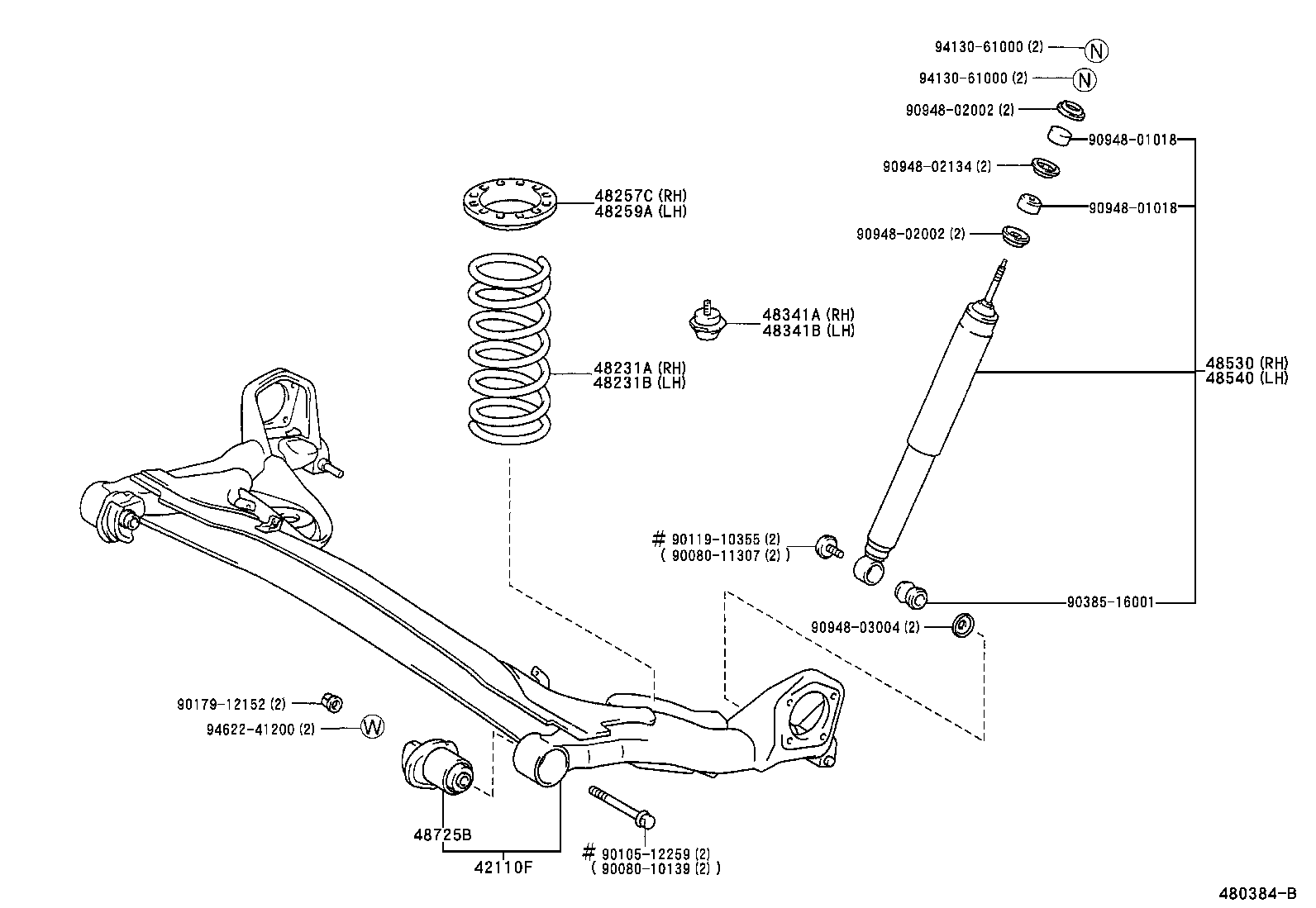 Toyota 48531-A9013 ABSORBER ASSY, SHOCK, REAR RH