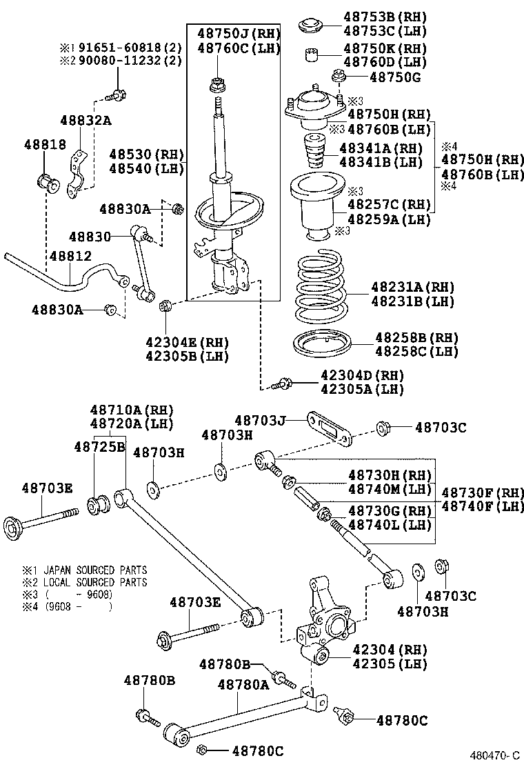 Toyota 48530-A9030 ABSORBER ASSY, SHOCK, REAR RH