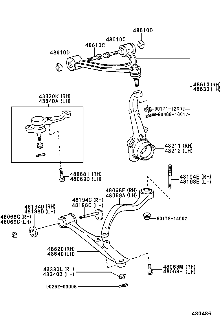 43340-39345 JOINT ASSY, LOWER BALL, FRONT LH product image