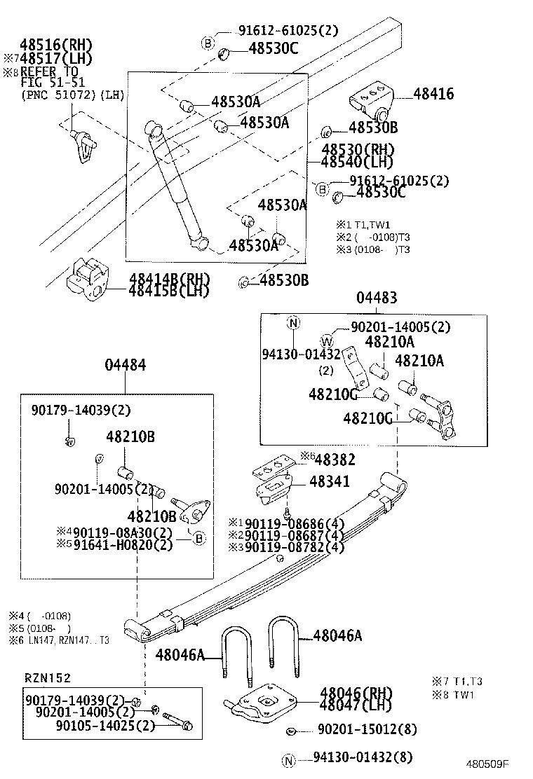 48247-3D010 BOLT, REAR SPRING, CENTER product image