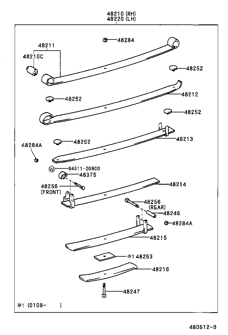 48247-3D010 BOLT, REAR SPRING, CENTER product image