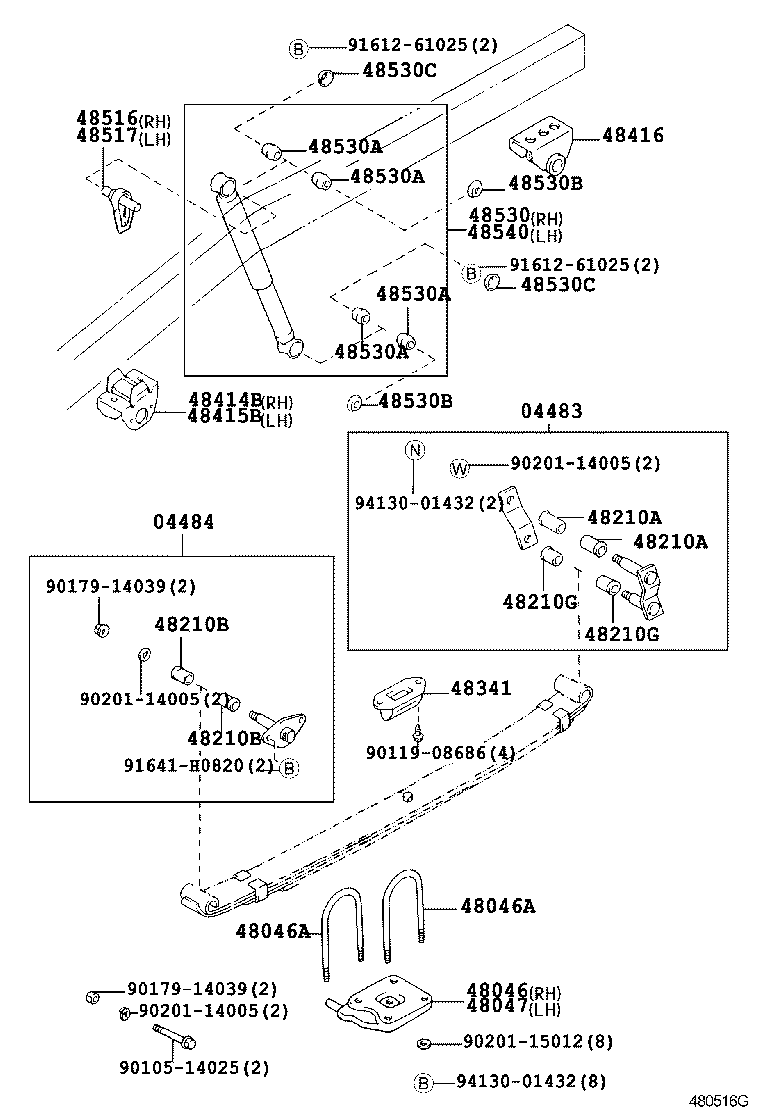 48046-04010 SEAT SUB-ASSY, SPRING U BOLT, RH product image