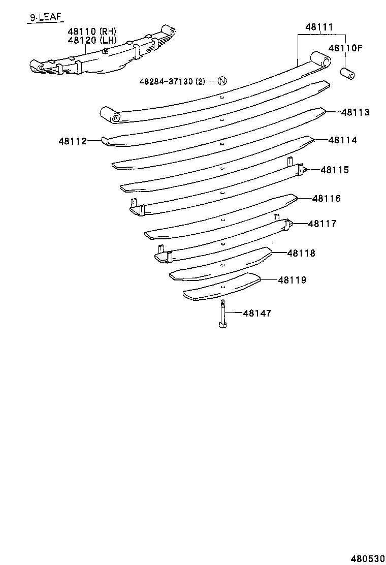 48411-36120 BRACKET SUB-ASSY, SPRING, NO.1 product image