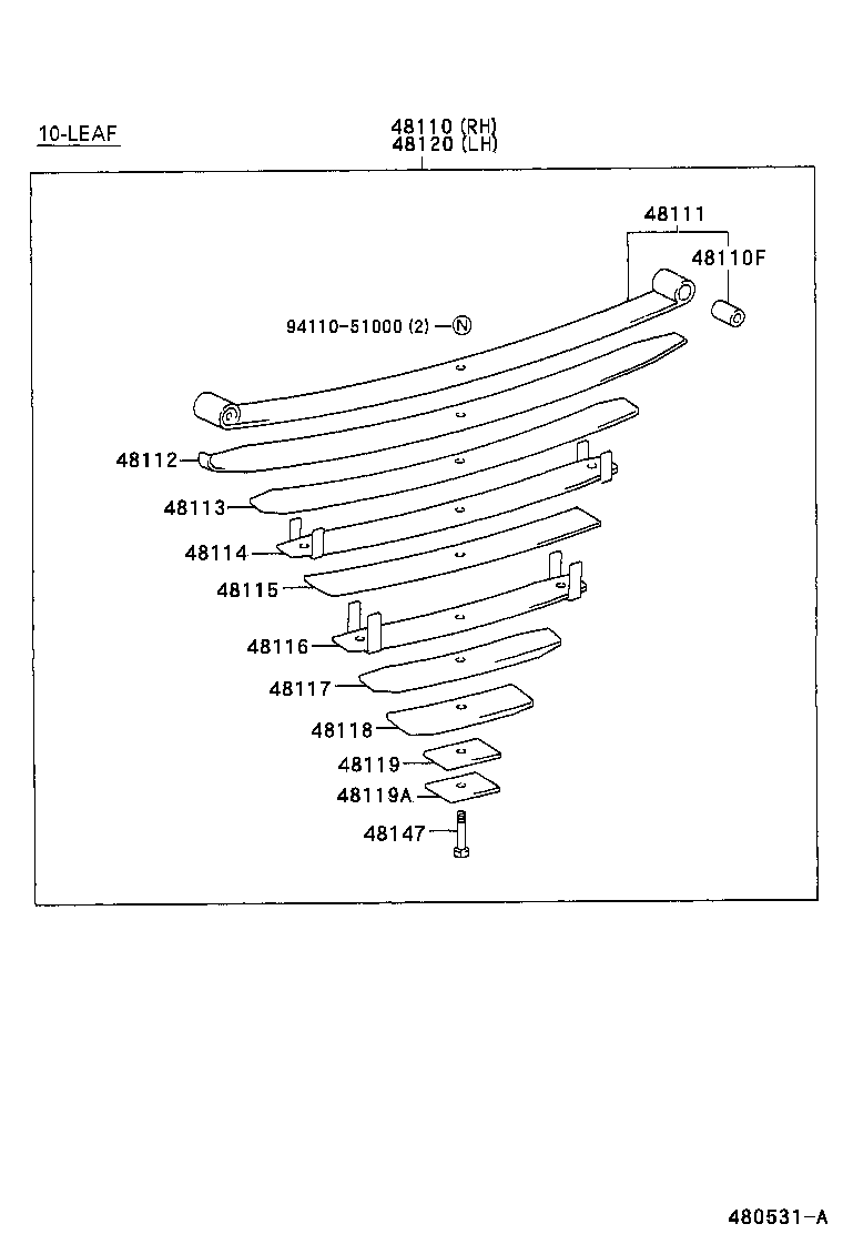 48411-36120 BRACKET SUB-ASSY, SPRING, NO.1 product image