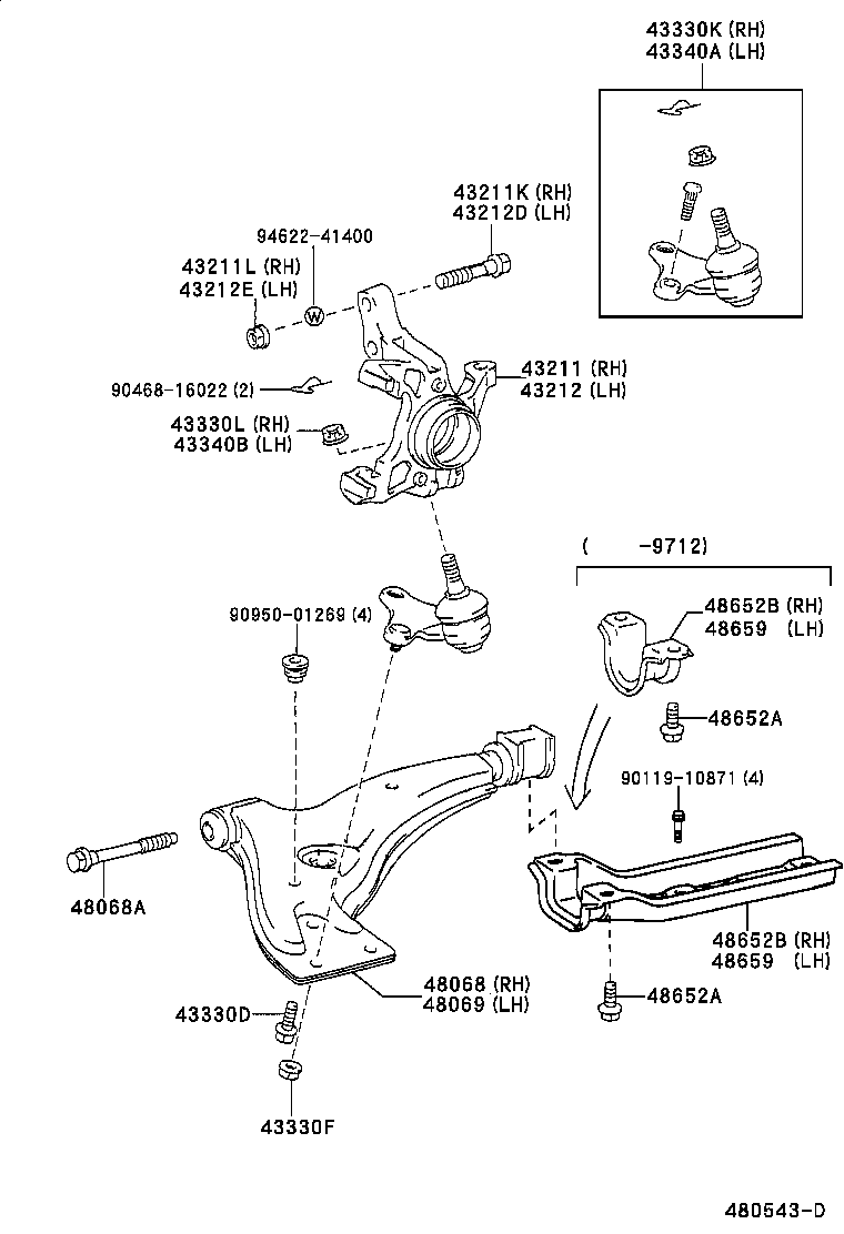 43212-10051 KNUCKLE, STEERING, LH product image