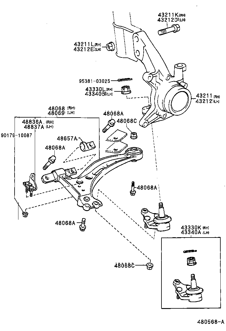 43211-33040 KNUCKLE, STEERING, RH product image