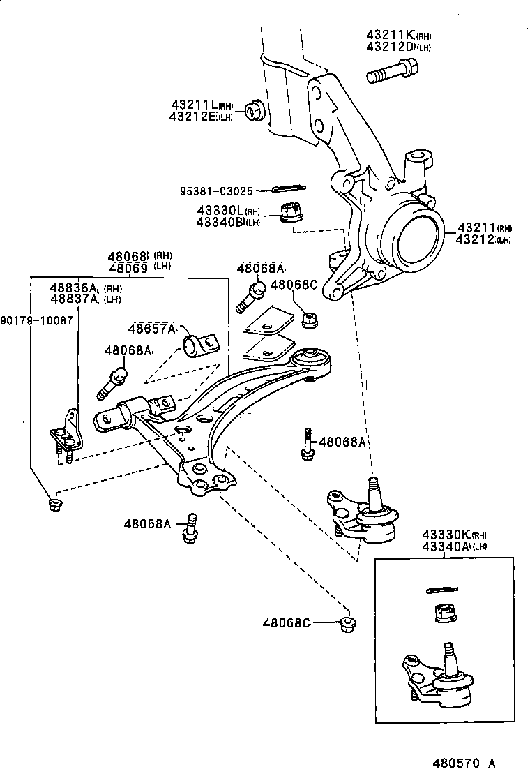 48068-06050 ARM SUB-ASSY, FRONT SUSPENSION, LOWER NO.1 RH product image