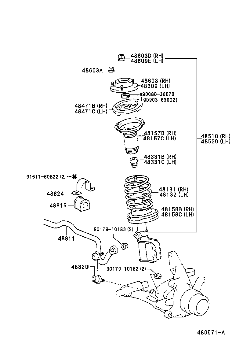 48131-06190 SPRING, FRONT COIL, RH product image