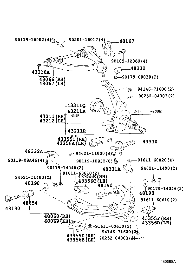 43211-27040 KNUCKLE, STEERING, RH product image