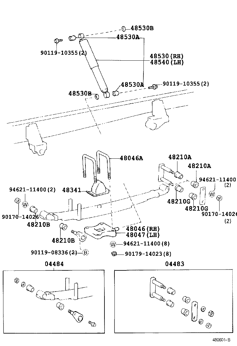 48147-36020 BOLT, REAR SPRING, CENTER product image