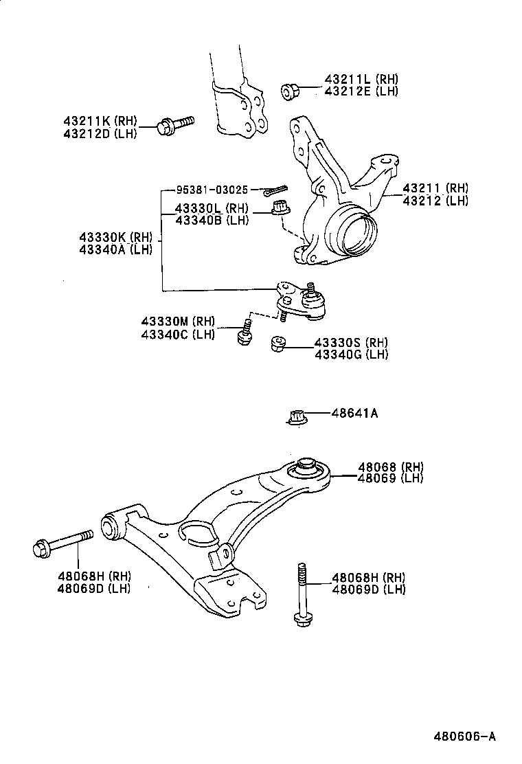 Toyota 43212-47010 KNUCKLE, STEERING, LH