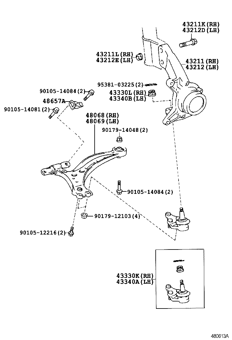 Toyota 43211-33070 KNUCKLE, STEERING, RH