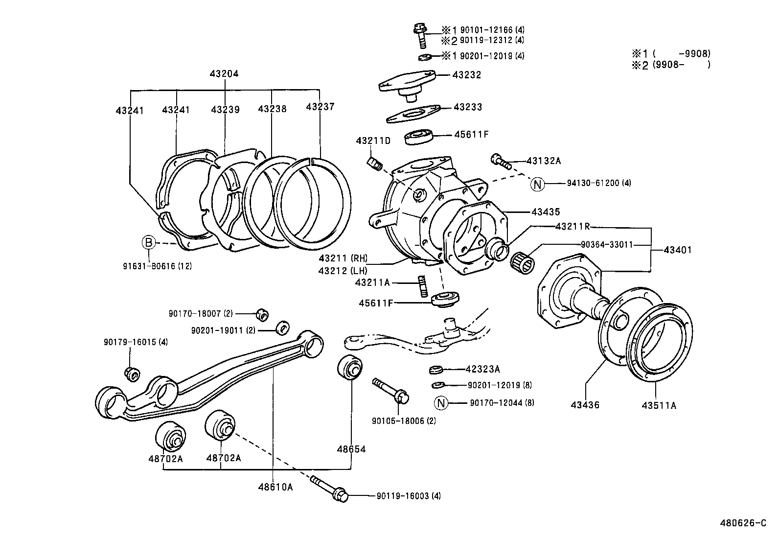 43202-60040 KNUCKLE, STEERING, LH product image