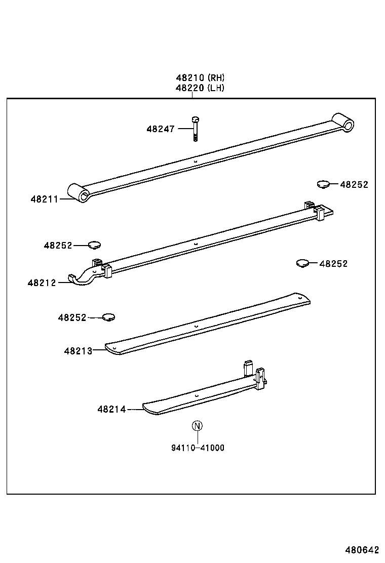 48247-3D010 BOLT, REAR SPRING, CENTER product image
