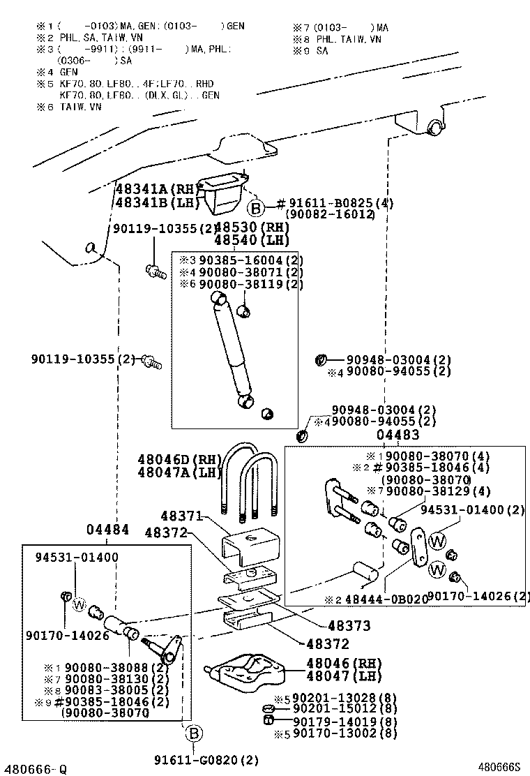 48046-0B010 SEAT SUB-ASSY, SPRING U BOLT, RH product image
