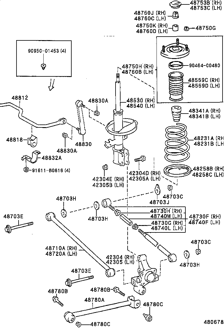 42305-20320 CARRIER SUB-ASSY, REAR AXLE, LH product image