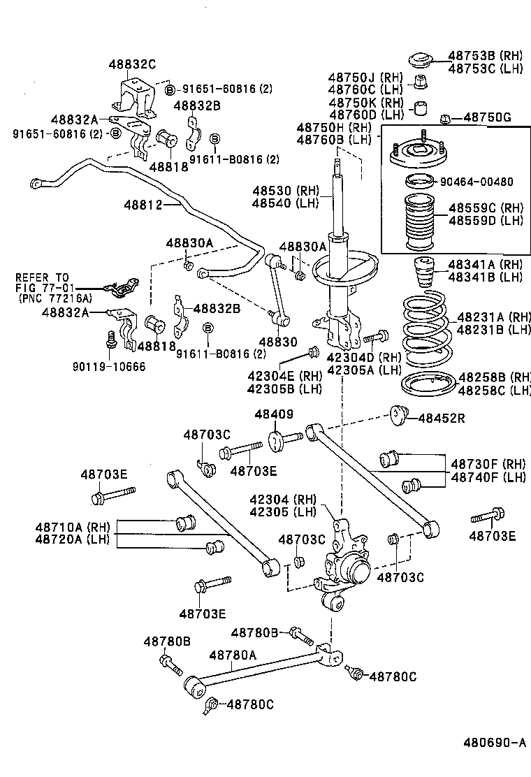 48046-21050 SEAT SUB-ASSY, SPRING U BOLT, RH product image