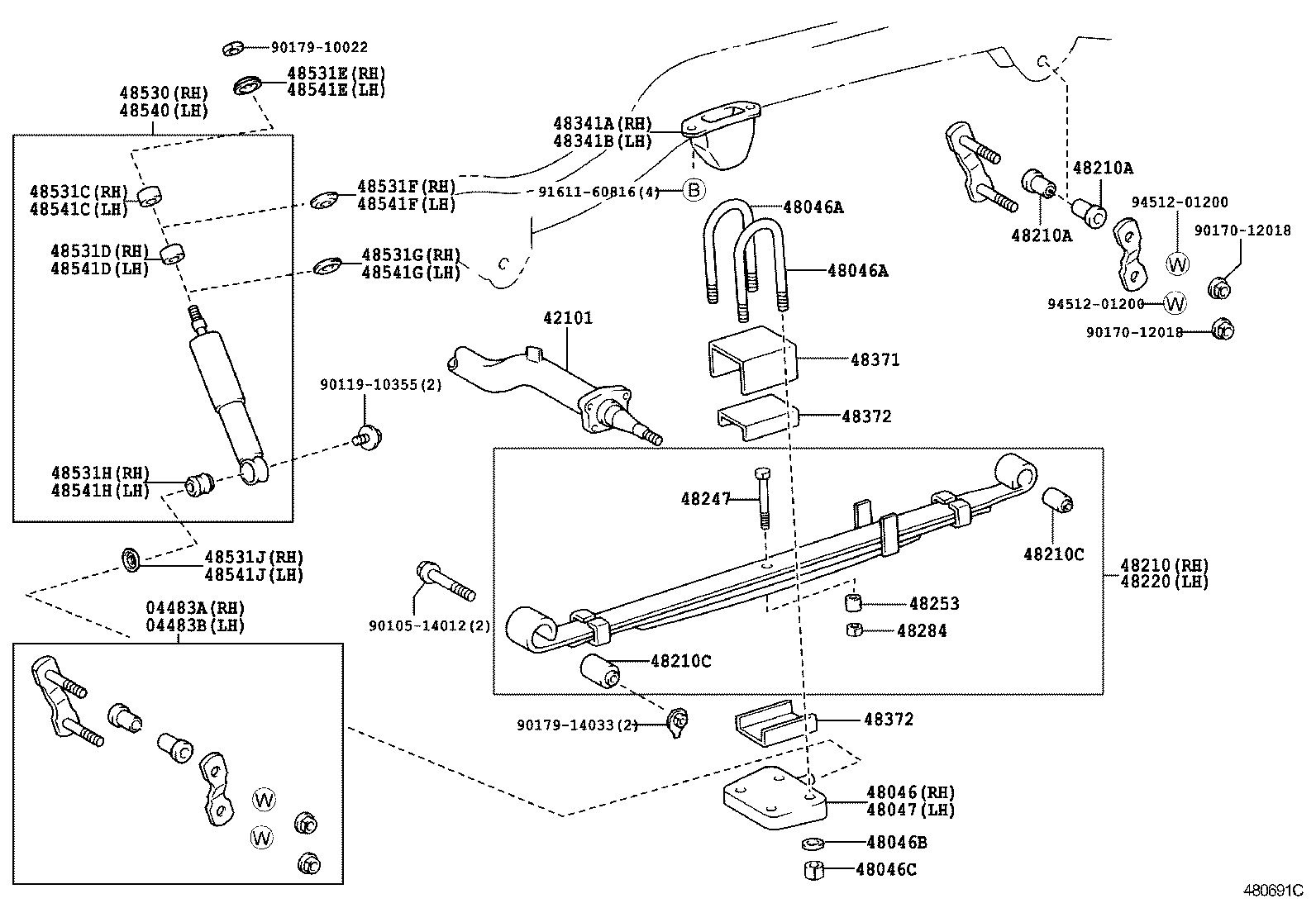 48046-21050 SEAT SUB-ASSY, SPRING U BOLT, RH product image