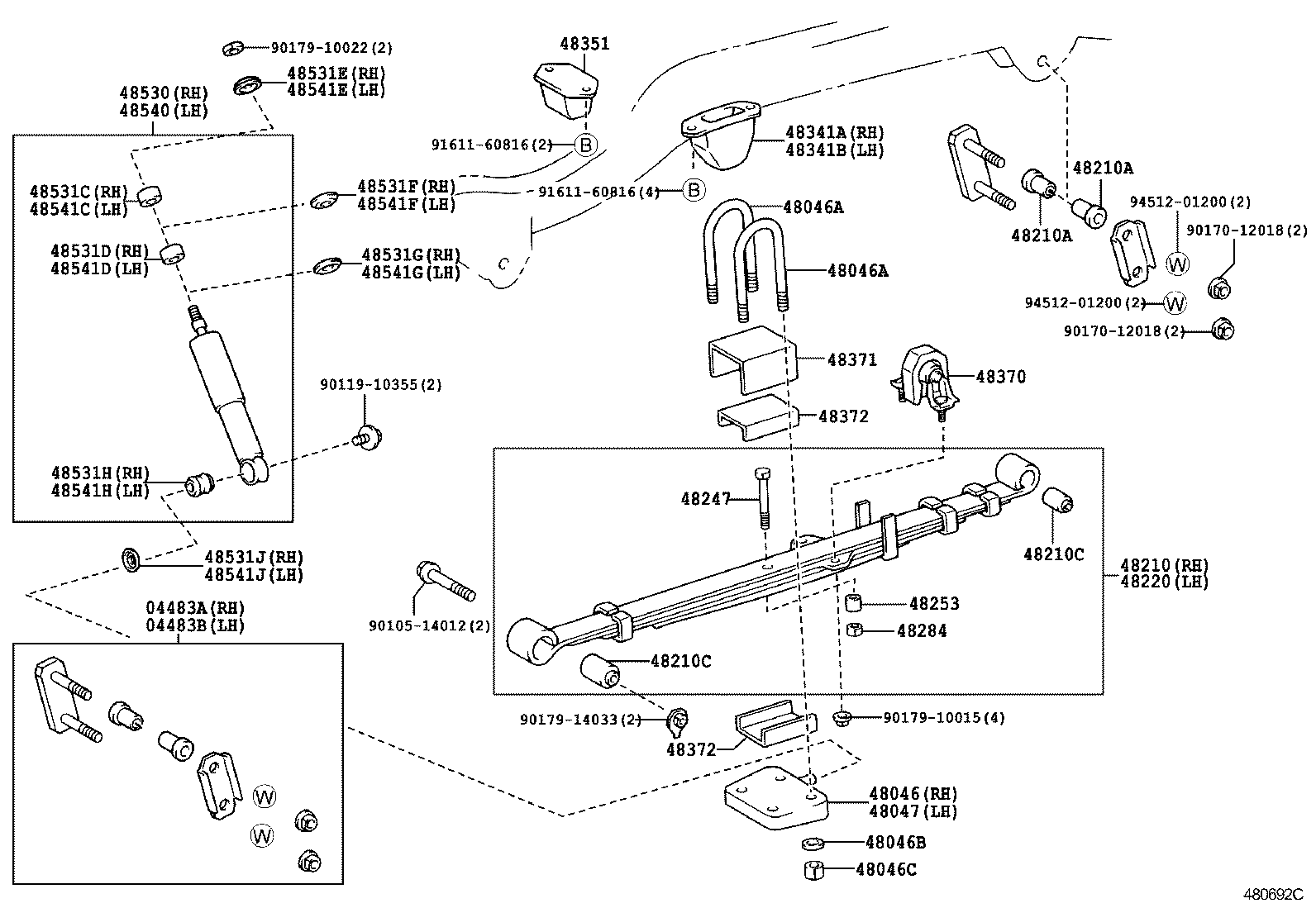 48046-21050 SEAT SUB-ASSY, SPRING U BOLT, RH product image