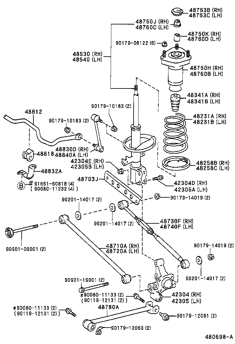 Toyota 48530-A9050 ABSORBER ASSY, SHOCK, REAR RH