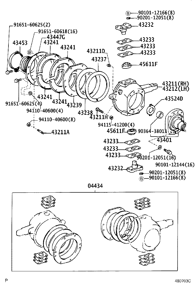 43201-36110 KNUCKLE, STEERING, RH product image