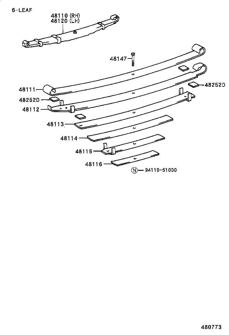 48111-60580 LEAF, FRONT SPRING, NO.1 product image