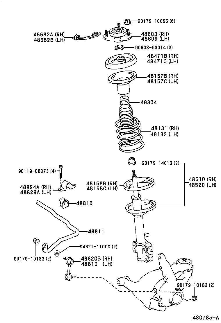 48510-49175 ABSORBER ASSY, SHOCK, FRONT RH product image