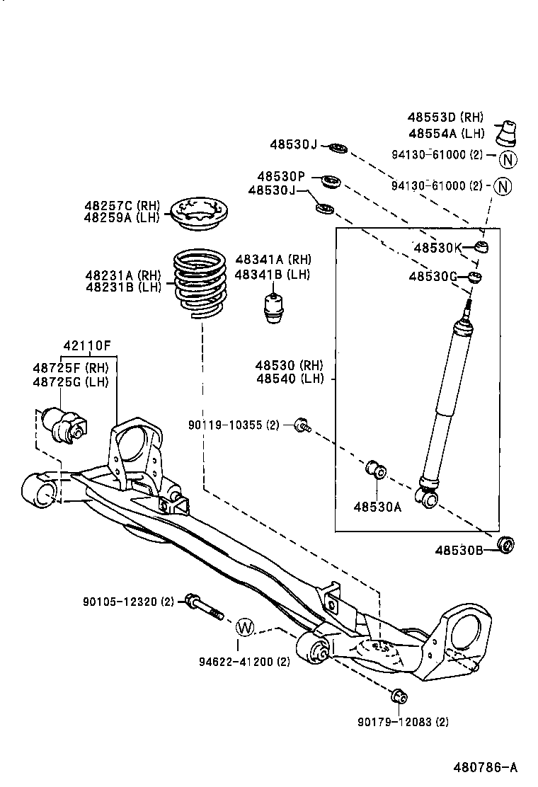 48231-44060 SPRING, COIL, REAR RH product image