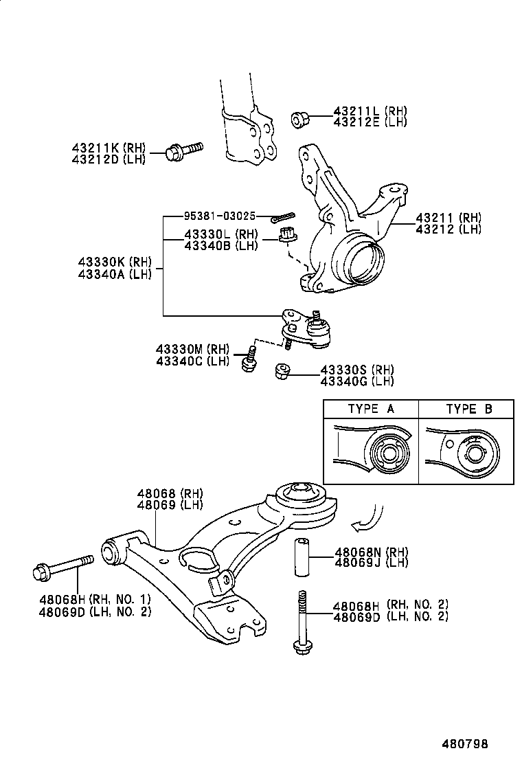 43330-09030 JOINT ASSY, LOWER BALL, FRONT RH product image