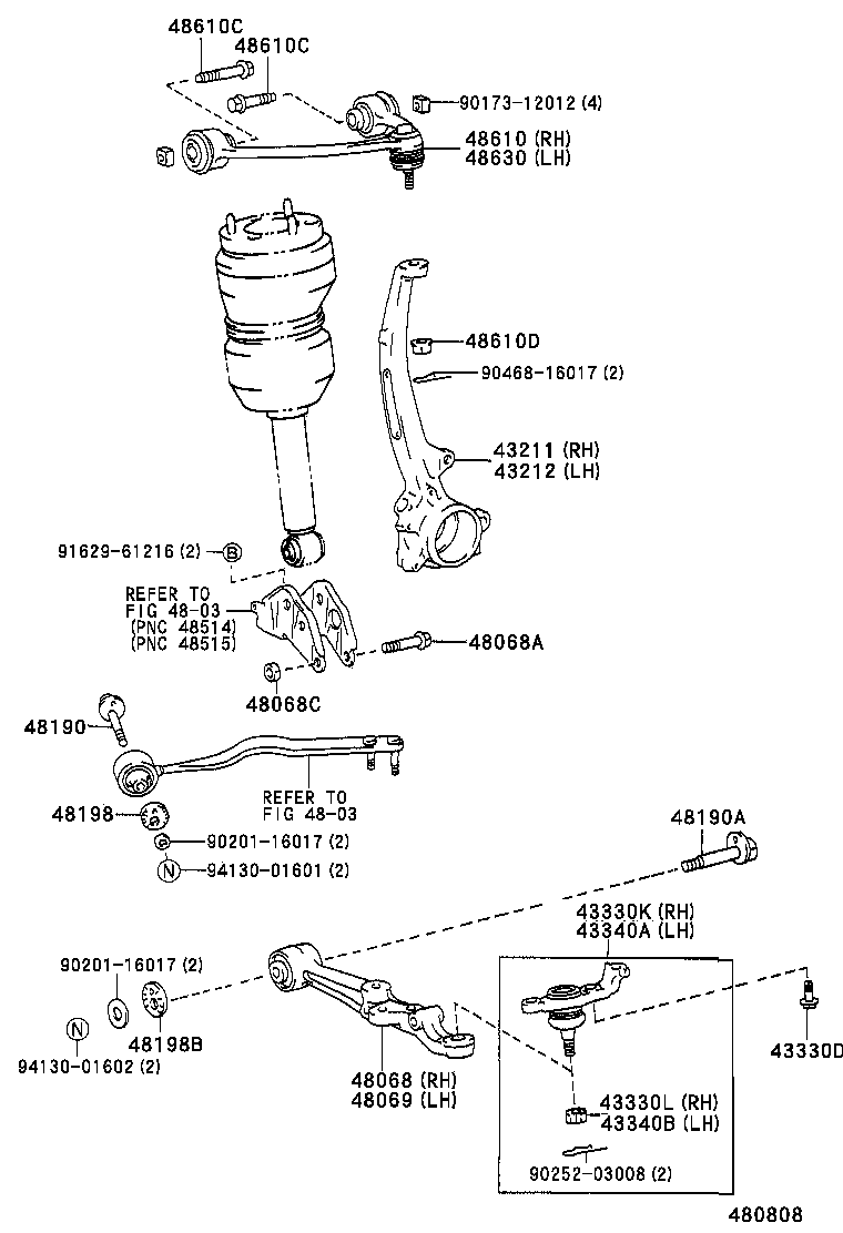 43340-59036 JOINT ASSY, LOWER BALL, FRONT LH product image