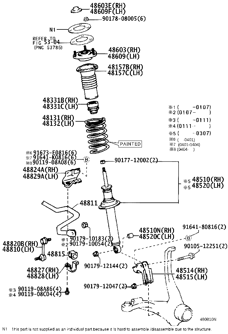 Toyota 48131-53080 SPRING, FRONT COIL, RH